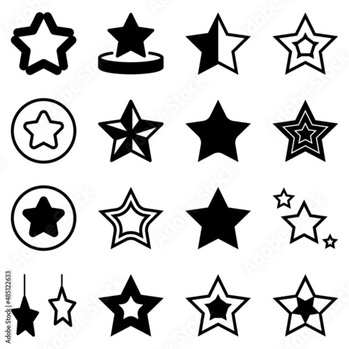 Stars Flat Icon Set Isolated On White Background