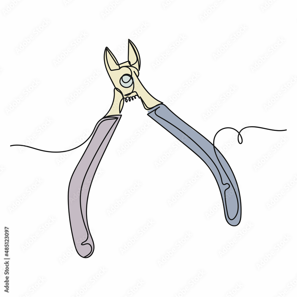 Vector abstract continuous one single simple line drawing icon of cutting plier in silhouette sketch. Vector abstract continuous one single simple line drawing icon of cutting plier in silhouette sketch.