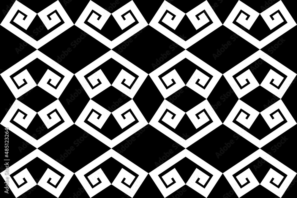 Black and white Geometric ethnic oriental pattern traditional Design for background,carpet,wallpaper,clothing,wrapping,Batik,fabric,Vector illustration embroidery style.