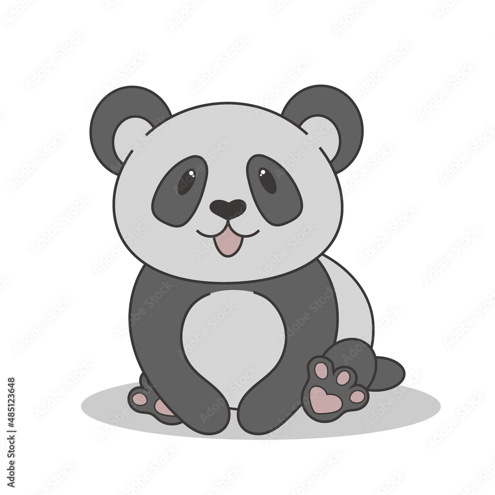 cute panda cartoon isolated on white background. separate design element.