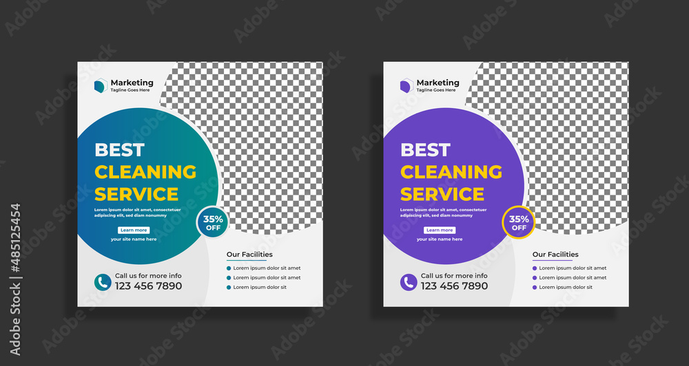 Cleaning service square social media post and web banner design template Cleaning service square social media post and web banner design template