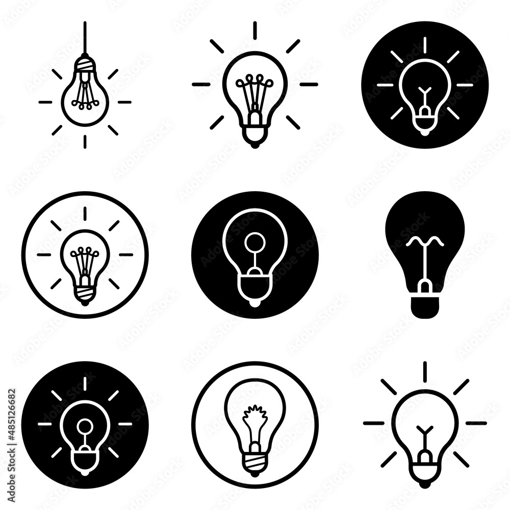 Bulbs3 Flat Icon Set Isolated On White Background Bulbs3 Flat Icon Set Isolated On White Background