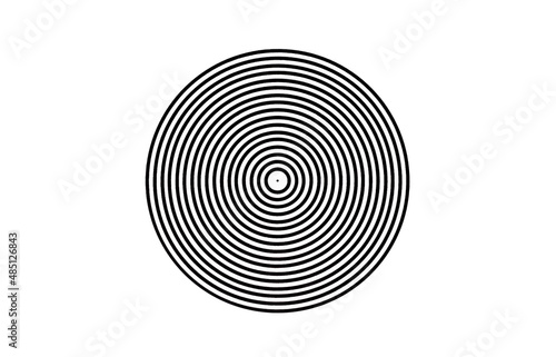 Abstract striped black and white circle, modern pop art minimal flat design element, isolated on white cut out Simple geometry abstract, shape, dynamic repetitive stripes pattern, minimalism, nobody