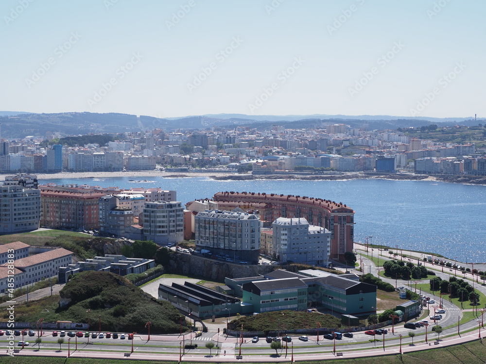 Cityscape of A Coruna city in Galicia district of Spain