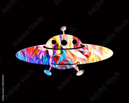 ET UFO Aliens Spacecraft symbol Fire Flames Icon Logo Burning Glow illustration