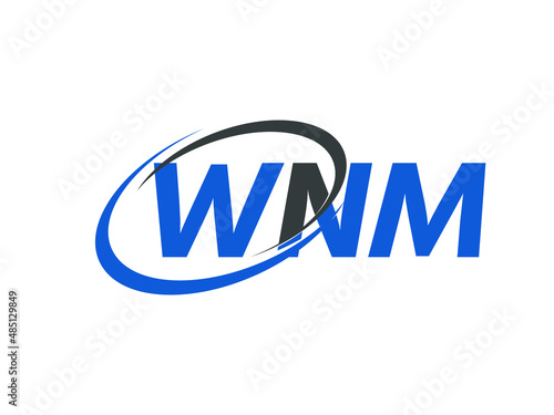 WNM letter creative modern elegant swoosh logo design