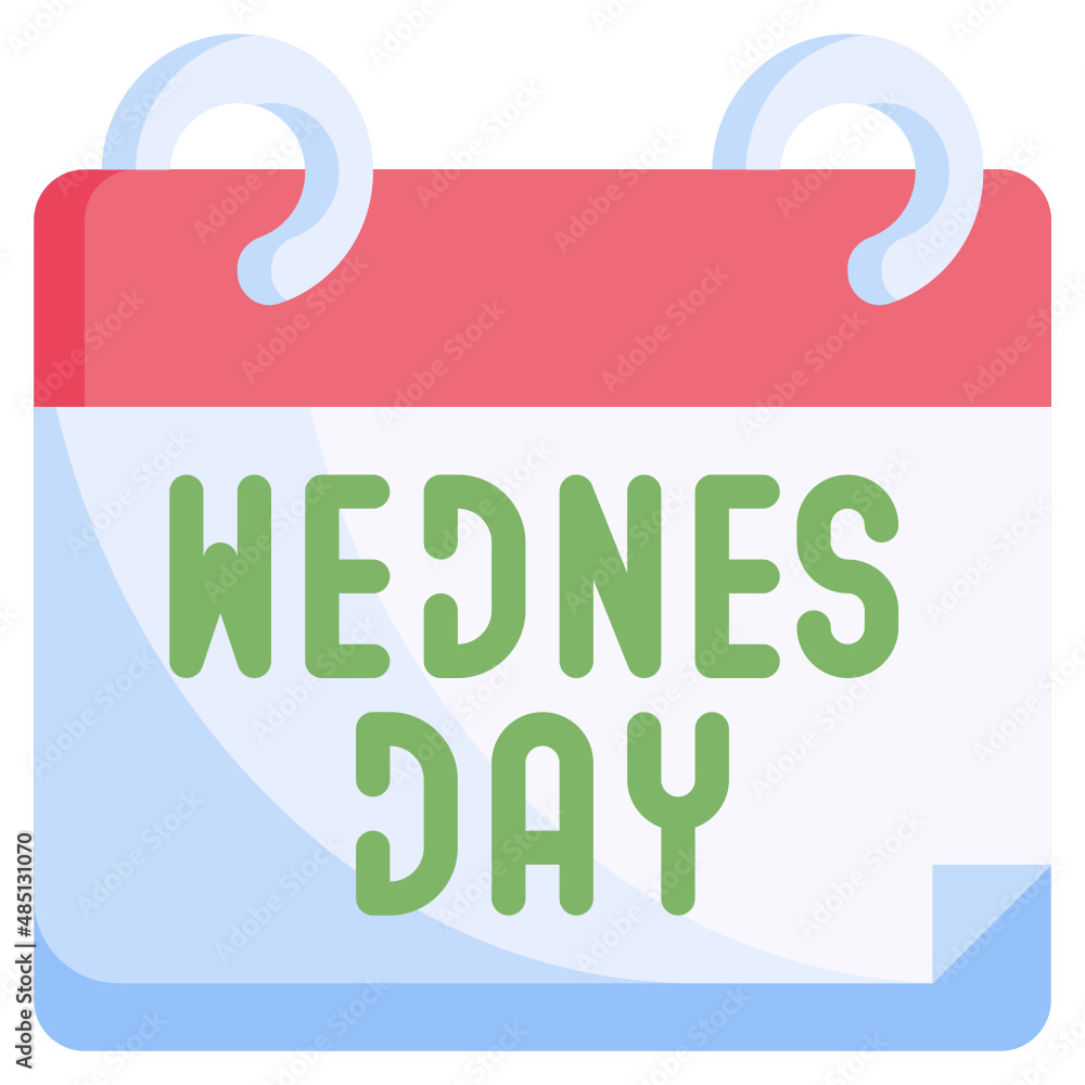 WEDNESDAY flat icon,linear,outline,graphic,illustration WEDNESDAY flat icon,linear,outline,graphic,illustration