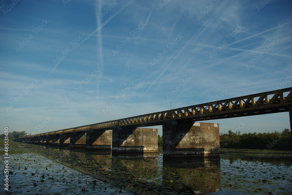 Venkantbridge old railway bridge that runs through a swamp near 's-hertogenbosch moerputten bridge, halve zolenlijntje