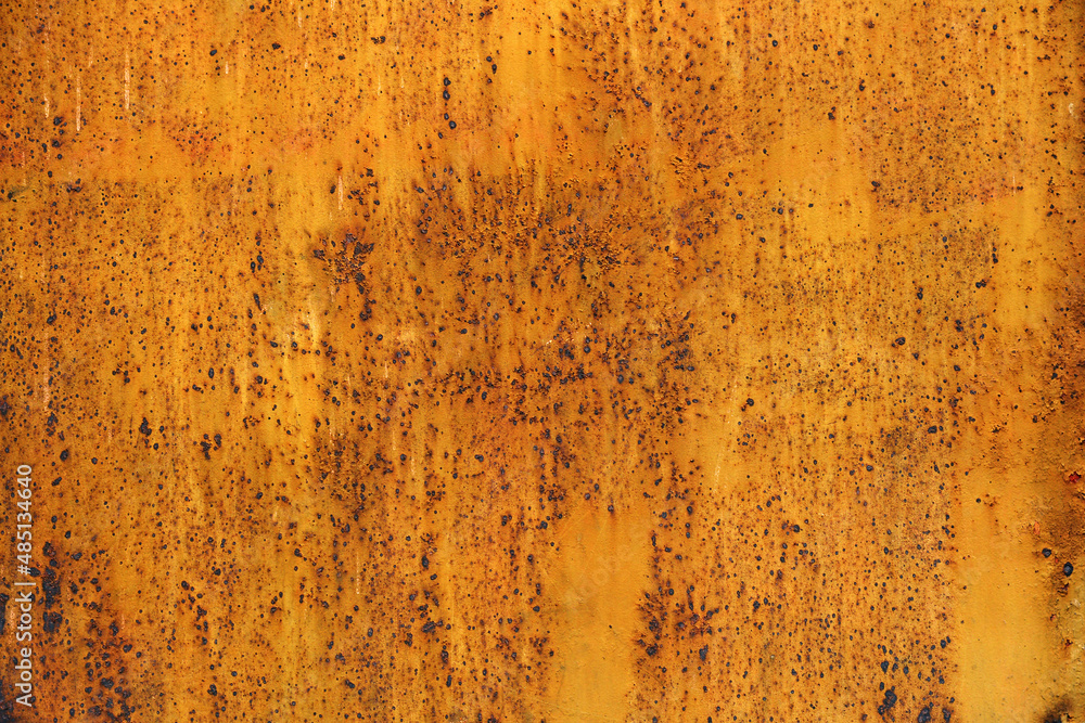 pomarańczowa stalowa ściana z korozja jako tekstura na tło. skorodowany metal.  - obrazy, fototapety, plakaty 