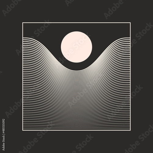Abstract art line design. Mass gravity concept. Trendy creative geometric composition background.