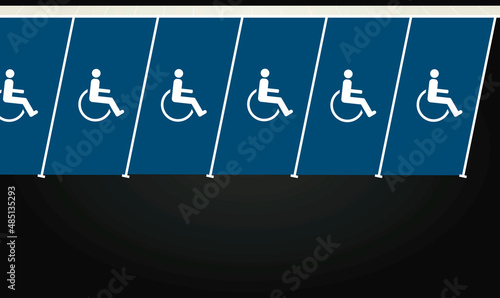 Parking area with disable person area. vector