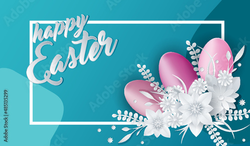 Happy Easter Postcard with Eggs and Flowers paper craft
