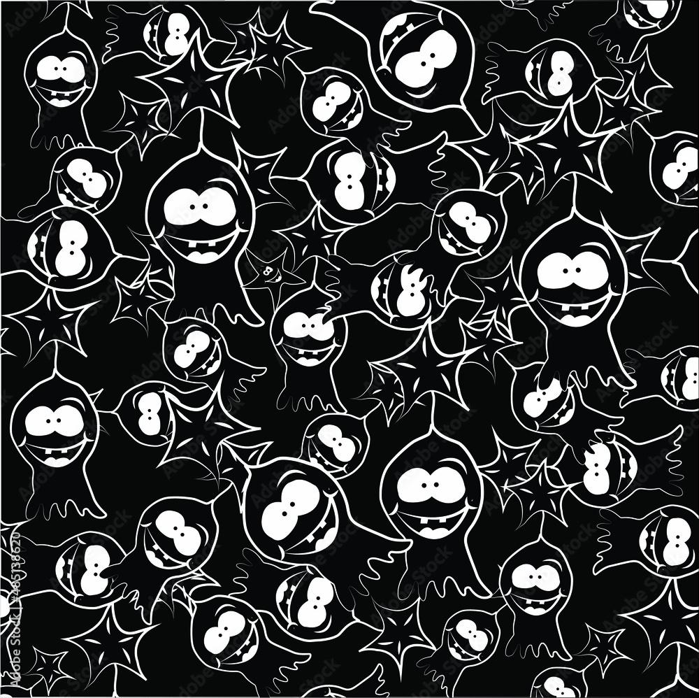 Cheerful pattern, black and white drawing. Vector illustration. Cheerful pattern, black and white drawing. Vector illustration.