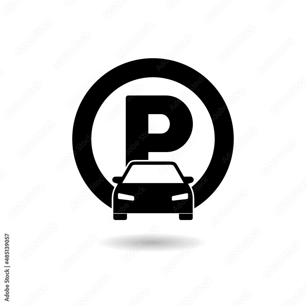 Black Parking icon with shadow Black Parking icon with shadow
