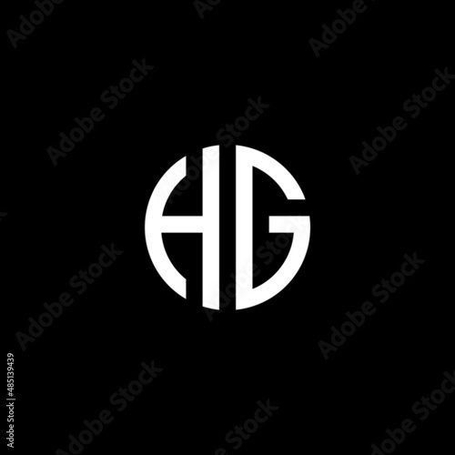 letter HG logo design vector template. letter HG circle logo design, Abstract letter HG circle logo vector design template in isolated black background