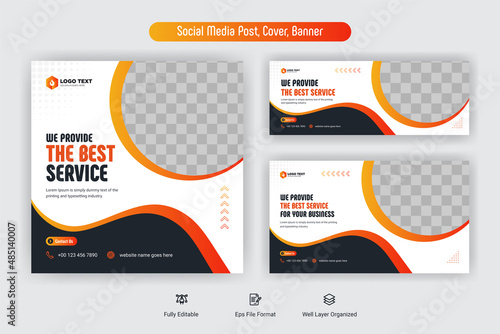 Set of social media promotion Facebook cover and web banner and Instagram post design template collection