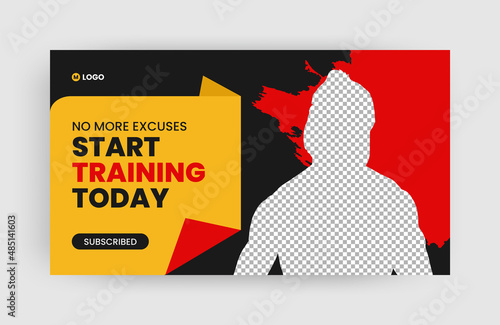 
fitness workout training class youtube channel thumbnail and web banner