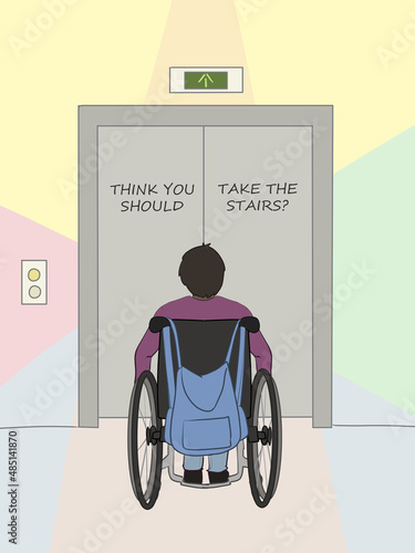 Person in Wheelchair Needing Elevator 