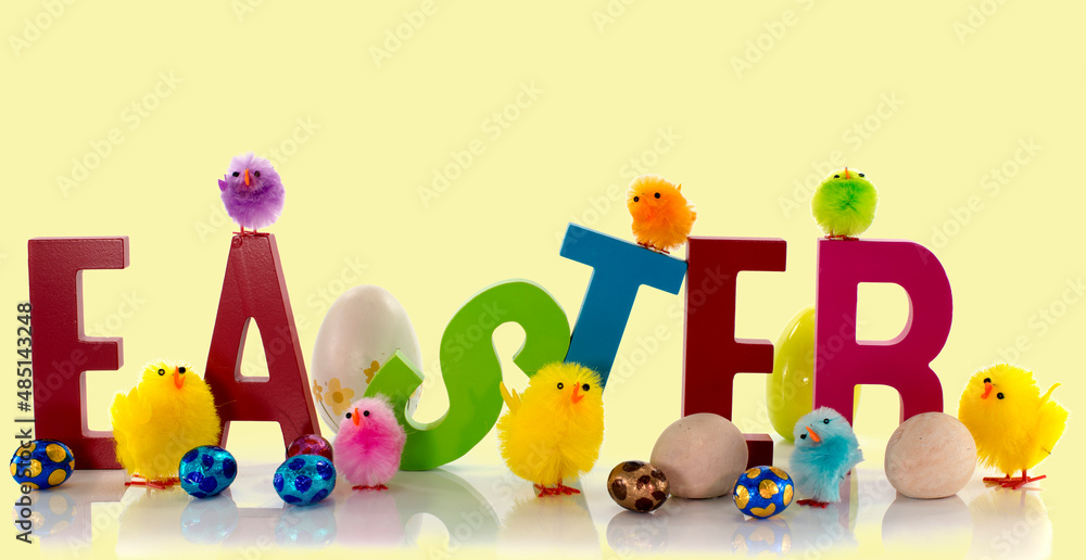 easter eggs and chicks as decoration for the easter easter eggs and chicks as decoration for the easter