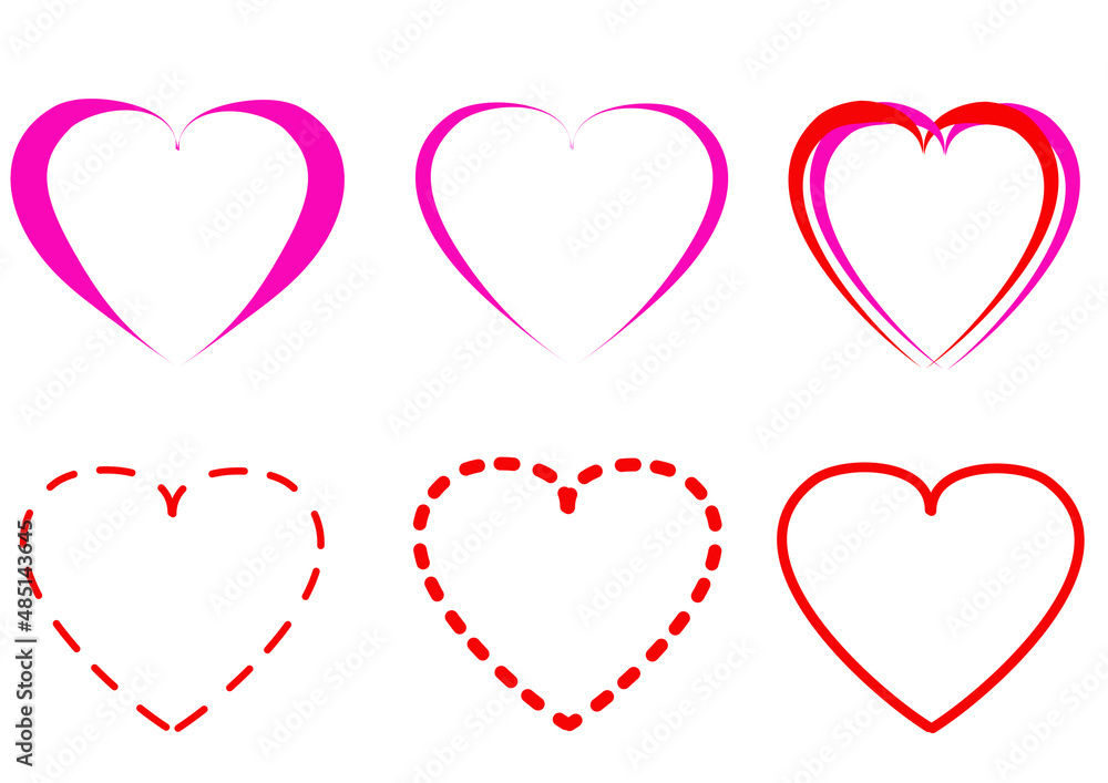 set of hearts isolated on white