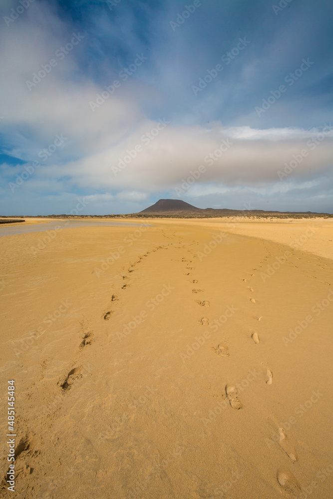 couple Footsteps on the Beach, Lanzarote La Graciosa Canary Islands