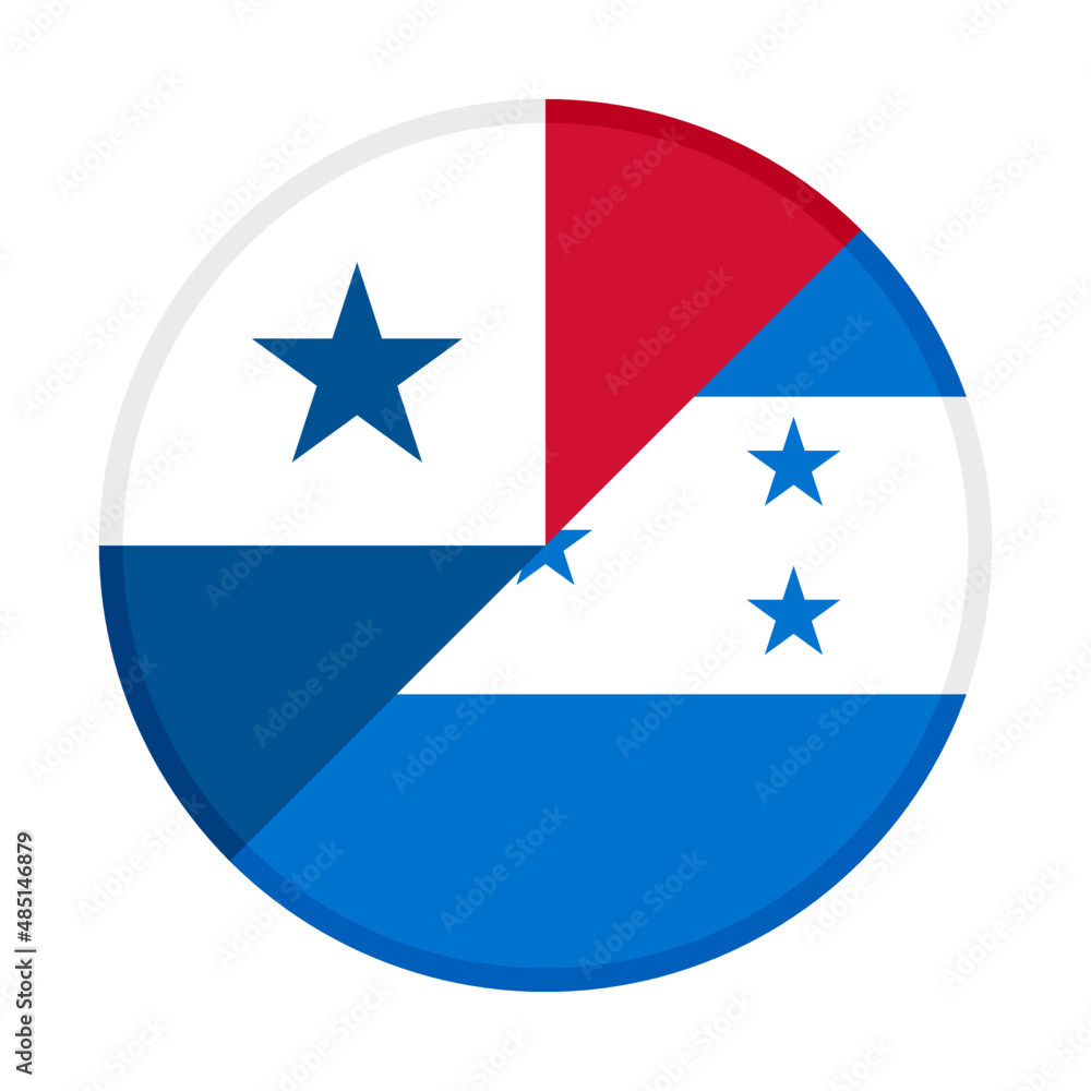 round icon with panama and honduras flags. vector illustration isolated on white background round icon with panama and honduras flags. vector illustration isolated on white background