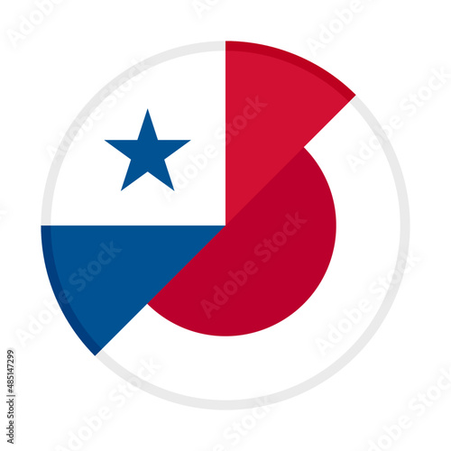 round icon with panama and japan flags. vector illustration isolated on white background