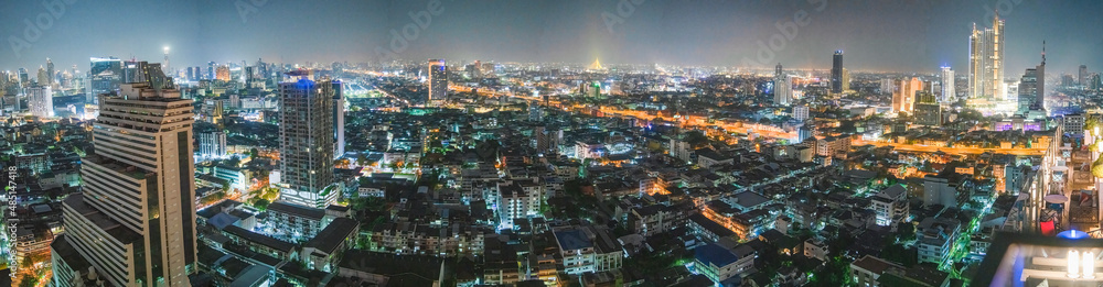 Bangkok night aerial view - Thailand.