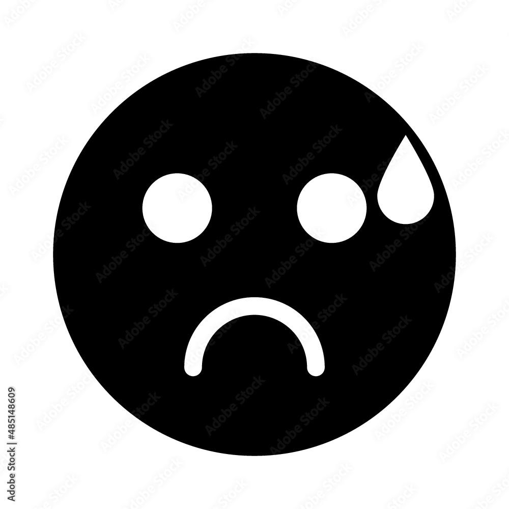 Sad sweating face icon Sad sweating face icon