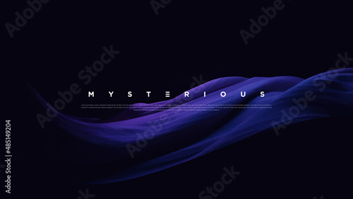 Premium neon light dark background with sophisticated colored fabric and flowing graphic elements. Mystic shadow wallpaper for poster, banner, website, flyer, presentation etc. Vector illustration EPS