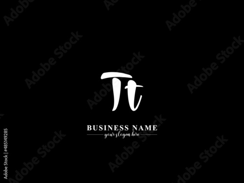 Monogram TT Logo, Signature Tt Logo Icon With white color premium luxury signature letter design photo