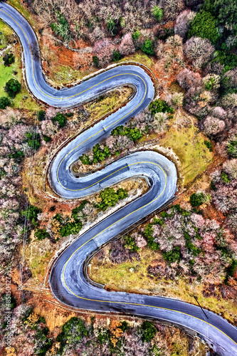 The "snakelike" road to Sparmos ("Holy Trinity") monastery (16th century), Olympus mountain, Elassona municipality, Larissa, © Iraklis Milas