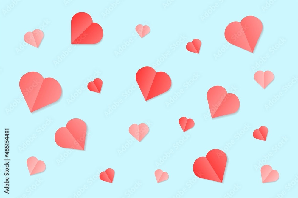 Vector heart pattern isolated on pastel blue background