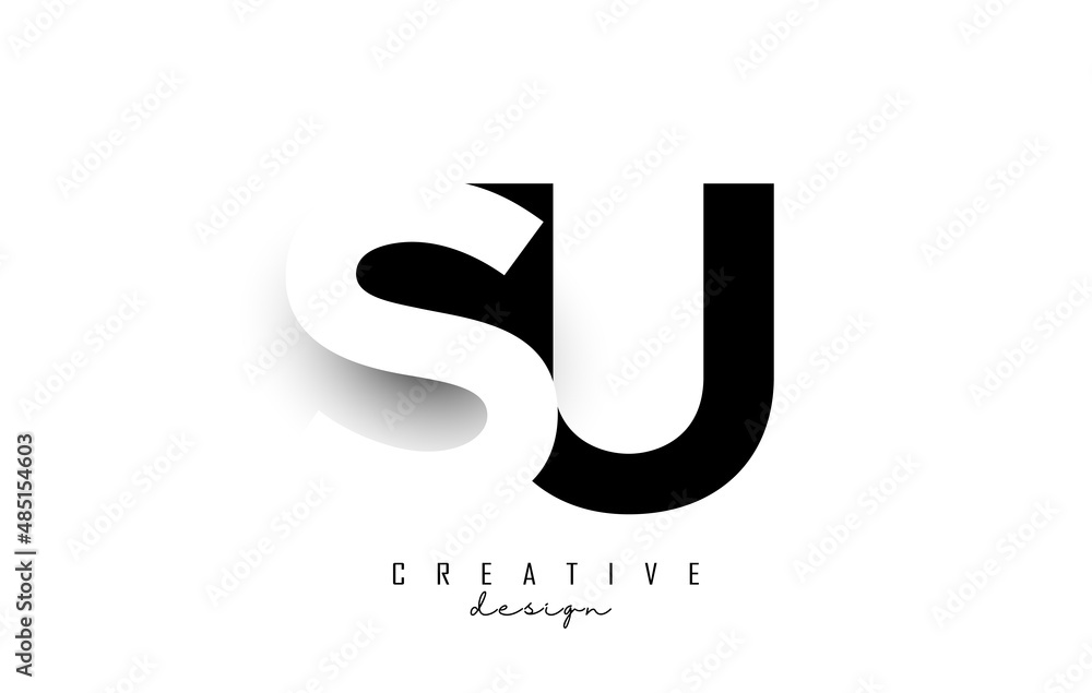 SU letters Logo with negative space design and shadow. Letter with geometric typography. Creative Vector Illustration with letters. SU letters Logo with negative space design and shadow. Letter with geometric typography. Creative Vector Illustration with letters.