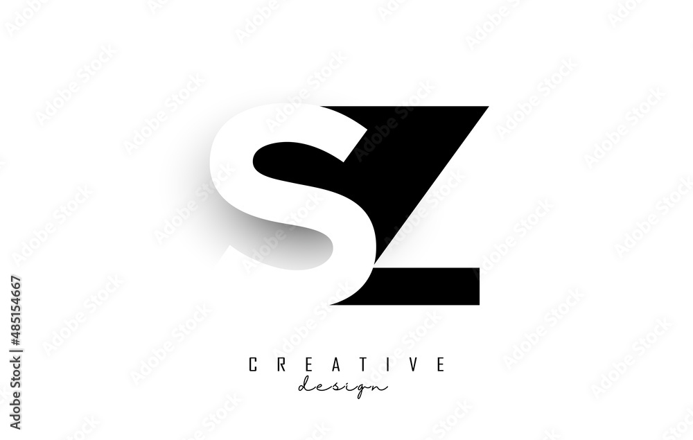 SZ letters Logo with negative space design and shadow. Letter with geometric typography. Creative Vector Illustration with letters. SZ letters Logo with negative space design and shadow. Letter with geometric typography. Creative Vector Illustration with letters.