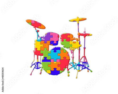 Drummer Musician Drum Jigsaw Puzzle Icon Logo illustration