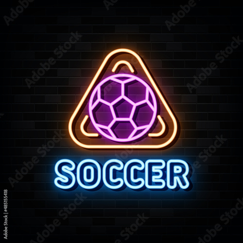 Soccer logo neon sign. neon symbol