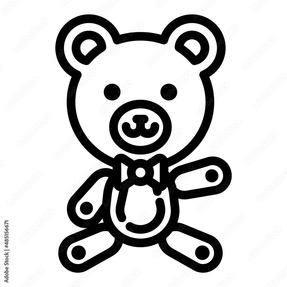 Obraz premium Teddy Bear Toy Flat Icon Isolated On White Background