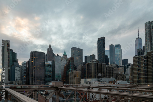 skyline seen from the Brooklyn bridge, New York city
