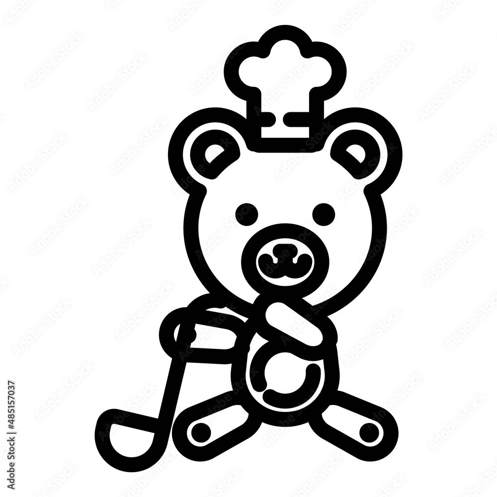 Obraz premium Teddy Bear Cook Flat Icon Isolated On White Background