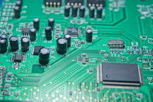 Electronic circuit board. Electronic components. photo