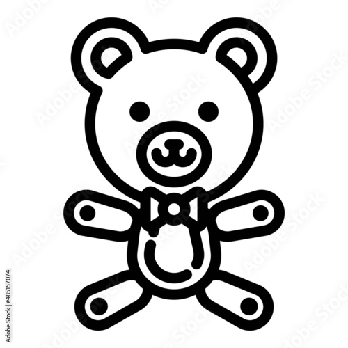 Teddy Bear Toy Flat Icon Isolated On White Background