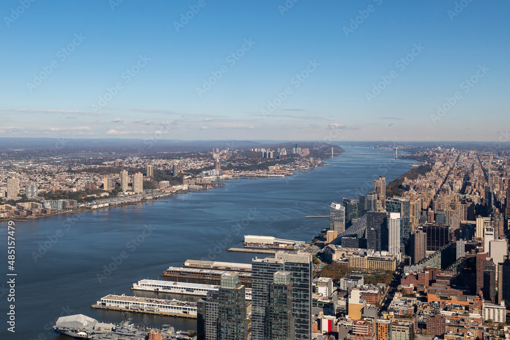 Fototapeta premium aerial view of the Hudson river in New York city
