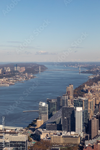 aerial view of the Hudson river in New York city