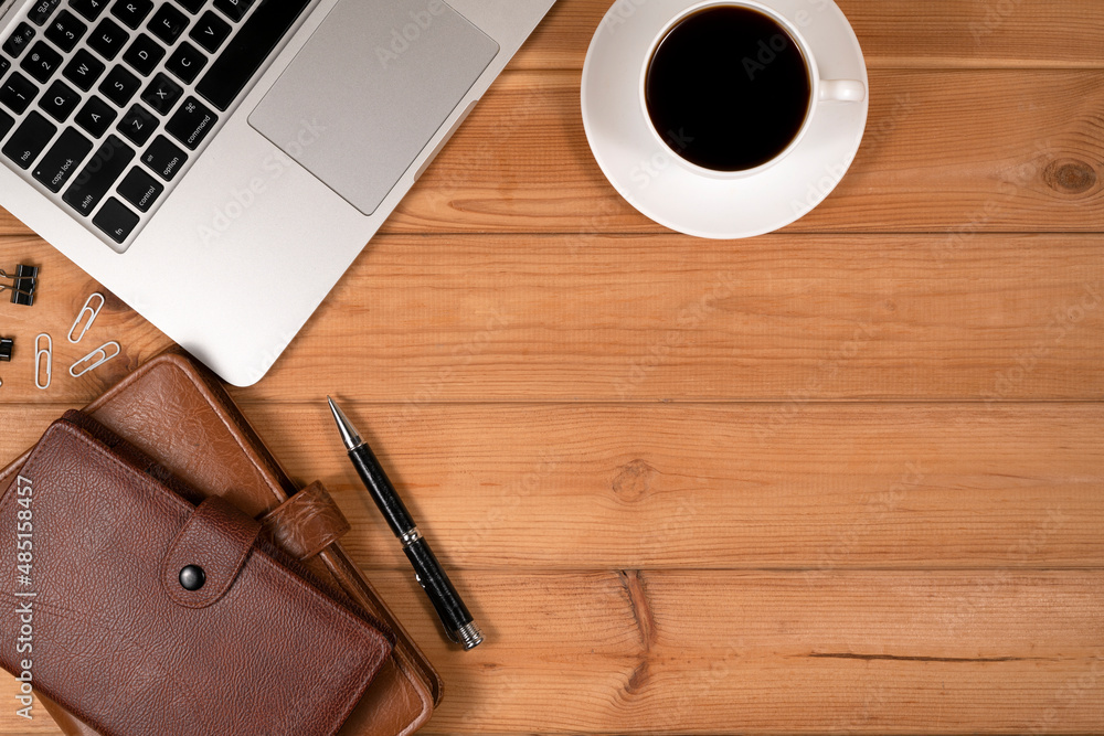 Flat lay, White office desk table. Flat lay, White office desk table.