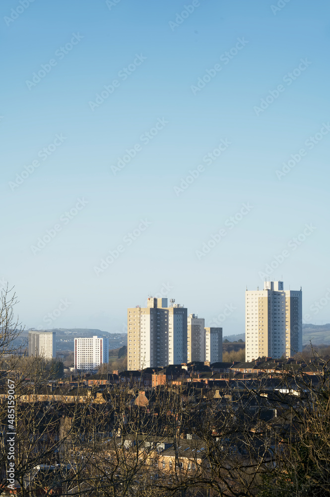 High rise council flat in deprived poor housing estate in Glasgow High rise council flat in deprived poor housing estate in Glasgow