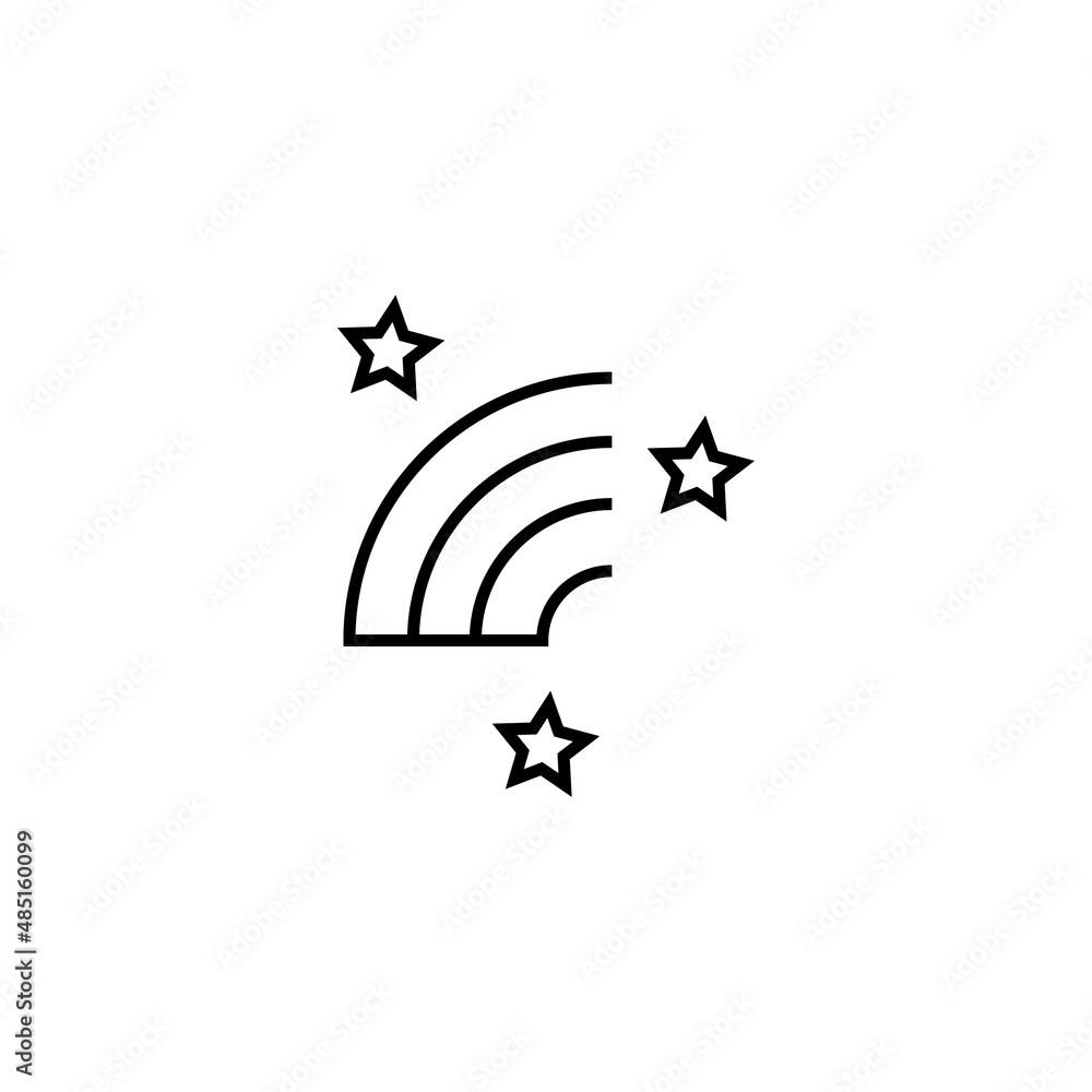Vector symbol in flat style. Editable stroke. Perfect for internet stores, sites, articles, books etc. Line icon of half of rainbow surrounded by stars Vector symbol in flat style. Editable stroke. Perfect for internet stores, sites, articles, books etc. Line icon of half of rainbow surrounded by stars