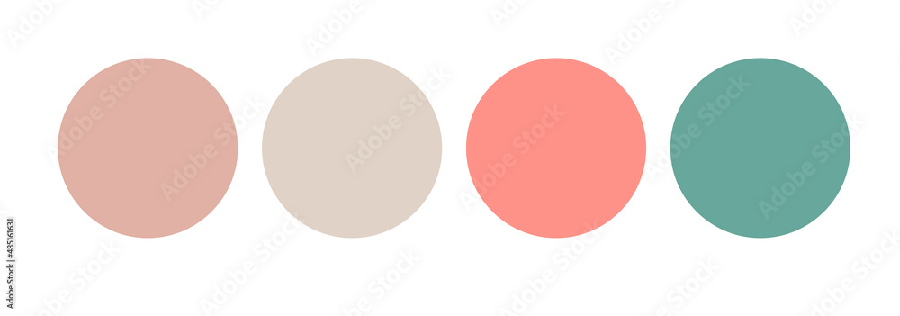 Modern simple minimalistic abstraction with colored geometric shapes (circles) on a white background
