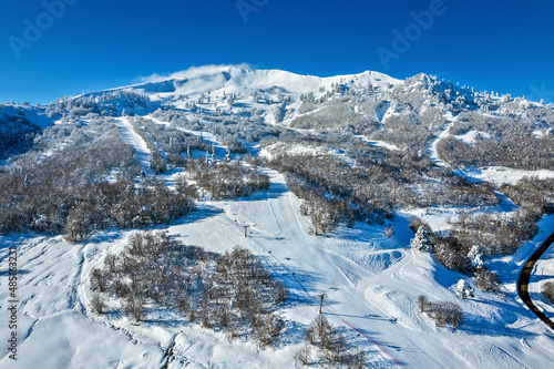 Aerial view (drone) of Vasilitsa Ski Center, Grevena, West Macedonia, Greece.