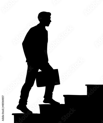 Vector drawing. Man rise up on stais